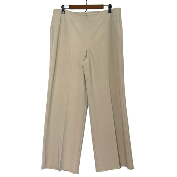Soft Surroundings Pants - Soft Surroundings Straight Wide Leg Trousers Size 18 Beige Stretch Professional